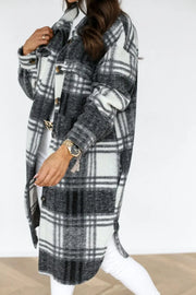 Winter Checked Jackets Coats Women Fashion Casual Oversized Turn