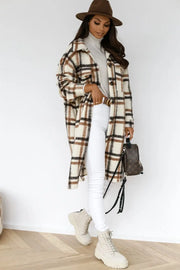 Winter Checked Jackets Coats Women Fashion Casual Oversized Turn