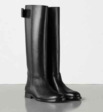 Women Knee High Boots Soft Pu Leather Flat Fashion Knee Winter Boots