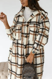 Winter Checked Jackets Coats Women Fashion Casual Oversized Turn