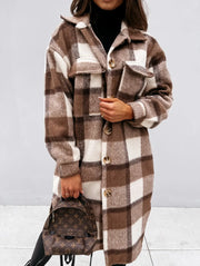 Winter Checked Jackets Coats Women Fashion Casual Oversized Turn