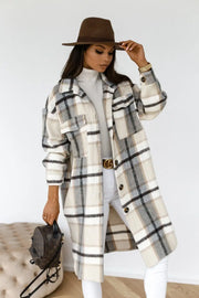 Winter Checked Jackets Coats Women Fashion Casual Oversized Turn