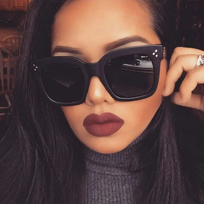 Oversized Woman Retro Big Frame Plastic Sun Glasses Square Vintage