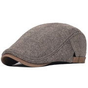 Big Size Newsboy Cap Men Winter Wool Thick Vintage Herringbone Hat