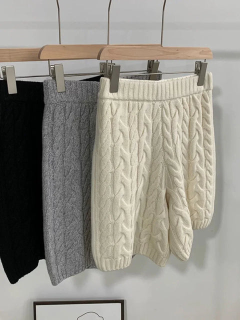 comfortable plain twisted knitted Girls knit pant