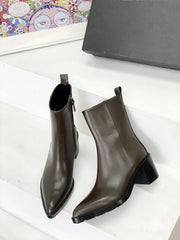 leather pointed high-heeled ankle boot ladies chelsea boots