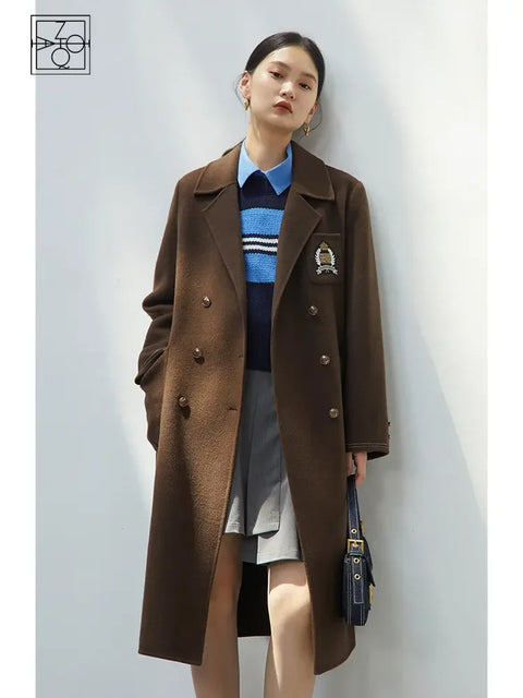 ziqiao 100% wool overcoat autumn winter long jacket