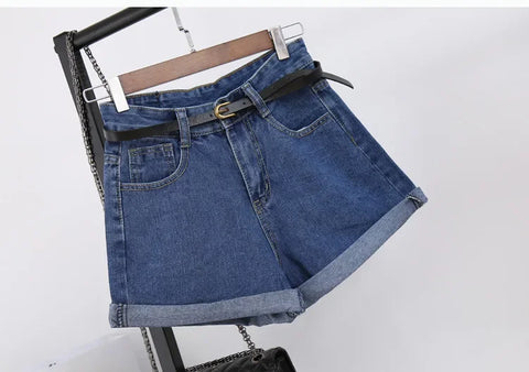 Female Loose Leg Wide Pants Booty Shorts Denim 2024