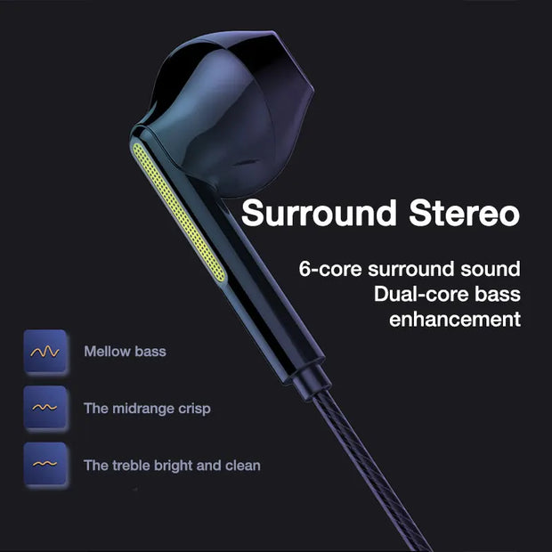 Ear Stereo Wired Earphone Earbuds Wire Game Phone Earphones