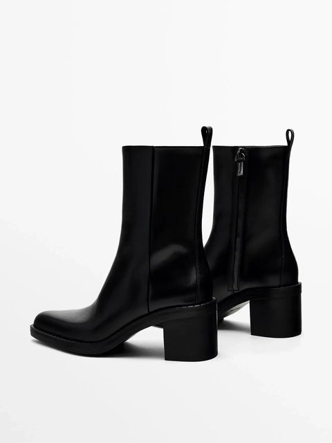 leather pointed high-heeled ankle boot ladies chelsea boots