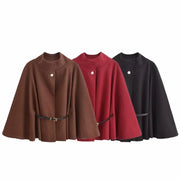 Jacket Red Brown Black Bat Sleeve Coat