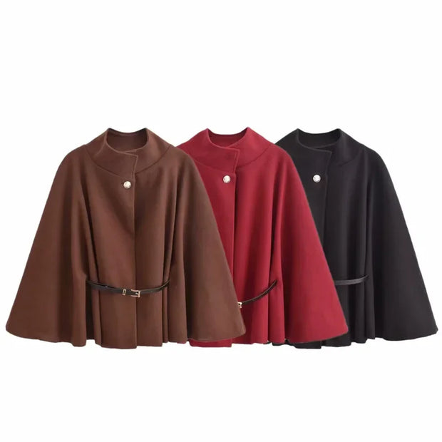 Jacket Red Brown Black Bat Sleeve Coat