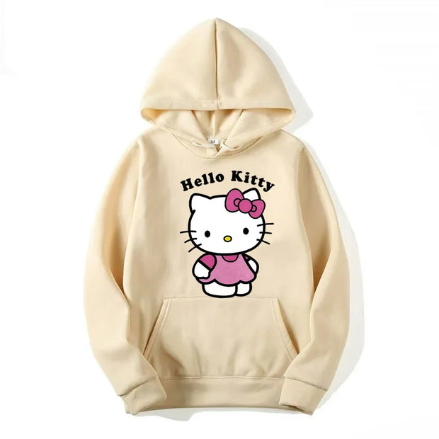 Kitty Printed Hoodies Women Warm Comfortable Casual Hoodie Clothes