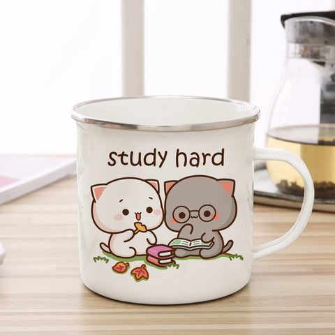 Goma cat Enamel cup Coffee tea Mug cute animal Breakfast Dessert