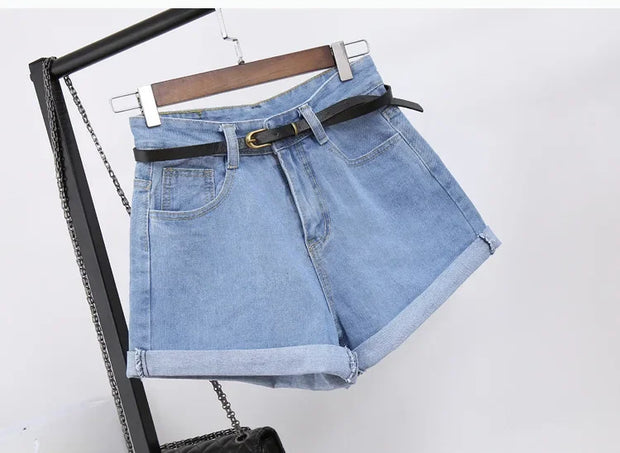 Female Loose Leg Wide Pants Booty Shorts Denim 2024