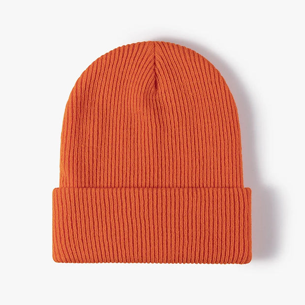 Women Men Autumn Winter Warm Beanie Hat Solid Color