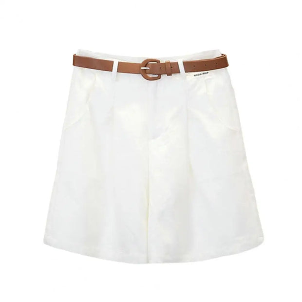 -line Loose Mini Shorts Pockets OL Style Mini Short Casual Pants