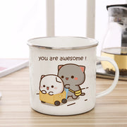 Goma cat Enamel cup Coffee tea Mug cute animal Breakfast Dessert