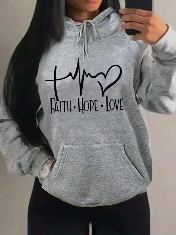 Hoodies Love Letter Graphic Women Hoody Street Casual Loose Sweatshirt