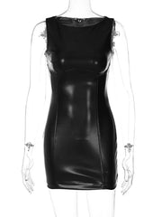 -neck Sleeveless Bodycon High Waist Dress Night Club Sexy Zip