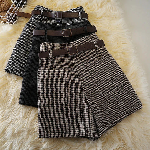 high waist retro slim boots size woolen pocket wide leg pants