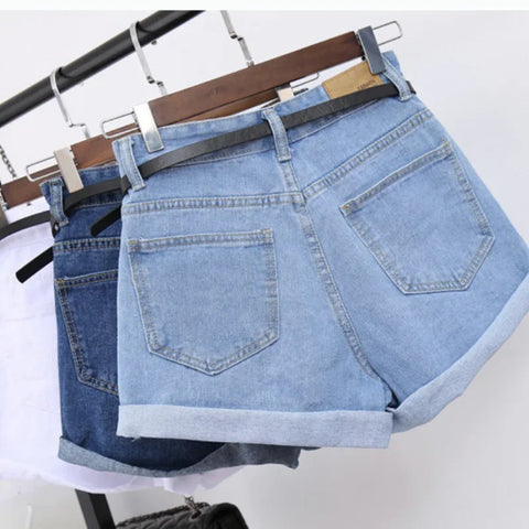 Female Loose Leg Wide Pants Booty Shorts Denim 2024