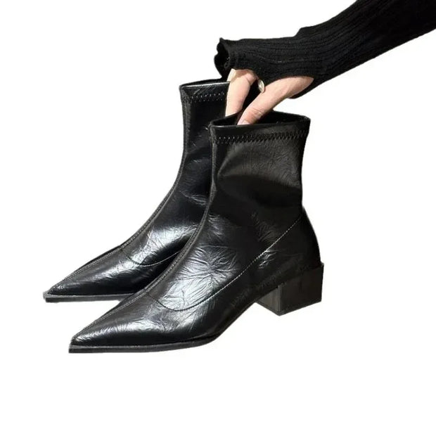 Women Ankle Boots Fashion Pointed Toe Ladies Short Boot