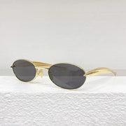 2024 Trendy Luxury Oval Sunglasses Female Gold Alloy Solar Glasses