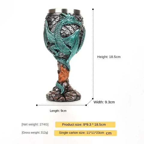 Creative 3D Dragon Beer Cup Resin 304 Stainless Steel Gothic Wine