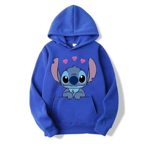 Disney Stitch Cartoon Anime Women Pullover Men Oversized Hoodie 2024