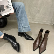 Pointed Toe Chunky Mid Heel Fashion Boots Fashion Short Boots