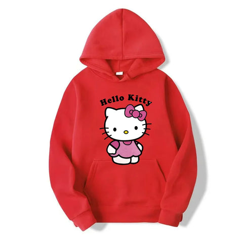 Kitty Printed Hoodies Women Warm Comfortable Casual Hoodie Clothes