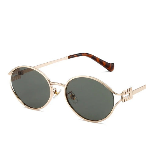 Oval Metal Frame Sunglasses Women Personality Fashion Simple Eyewear