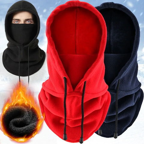 Winter Thermal Fleece Hat Hooded Outdoor Windproof Cold Warm Skiing