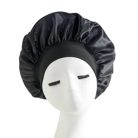 High Elastic Satin Solid Wide-brimmed Sleeping Hat Unisex Head Wrap