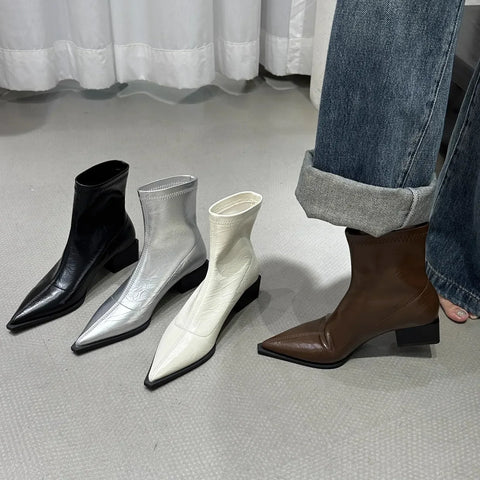 Women Ankle Boots Fashion Pointed Toe Ladies Short Boot