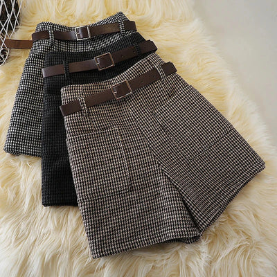 high waist retro slim boots size woolen pocket wide leg pants