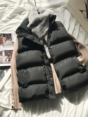 Women Winter Warm Cotton Vests Sleeveless Parkas Jacket