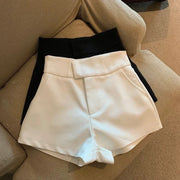 Women High Waist 2024 Summer Shorts White Black Vintage Streetwear