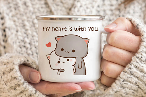 Goma cat Enamel cup Coffee tea Mug cute animal Breakfast Dessert