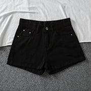 Summer Denim Shorts Women High Waist Button Wide Leg Short Pants