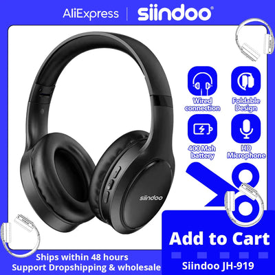 Wireless Bluetooth Headphone Foldable Stereo Earphone Super Bass Mic