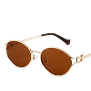 Oval Metal Frame Sunglasses Women Personality Fashion Simple Eyewear