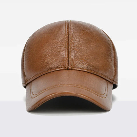 Fall Winter Outdoor Sports Hat Men Real Cowhide Leather Caps