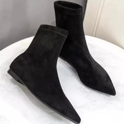 Pointed Toe Women Snow Ankle Boots Suede Flats Fashion Shoes