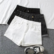 Summer Denim Shorts Women High Waist Button Wide Leg Short Pants