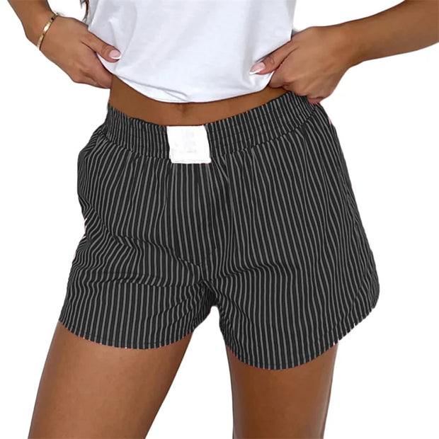 Fashion Loose Shorts Stripe High Elastic Waist Short Pants