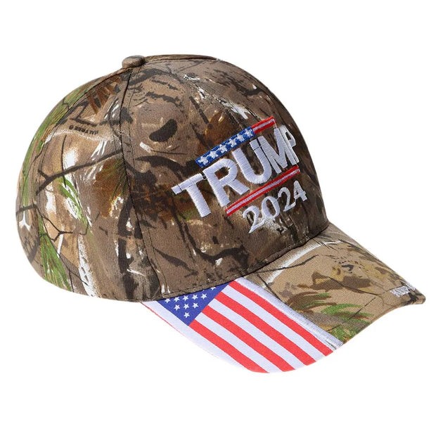 Flag Baseball Cap Trump Cotton Sunscreen Hats Adjustable Camo Trump