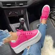 2023 Women Light Sneakers Fashion PU Leather Round Sports Lace