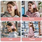 Pink Girls Phone Gaming Headset Gamer Bluetooth Headphone